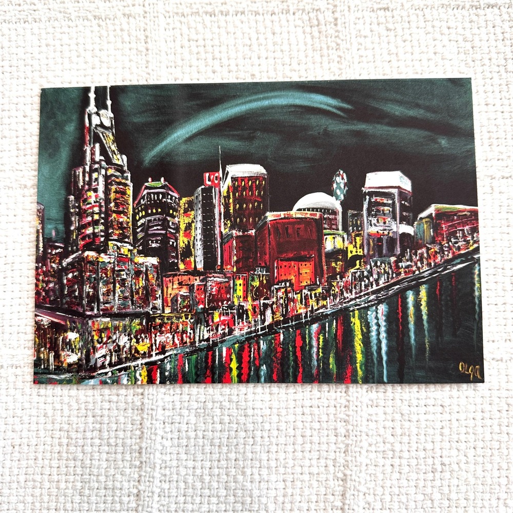 Nashville Skyline Art Print Signed‎ Olga Alexeeva Tennessee Cityscape